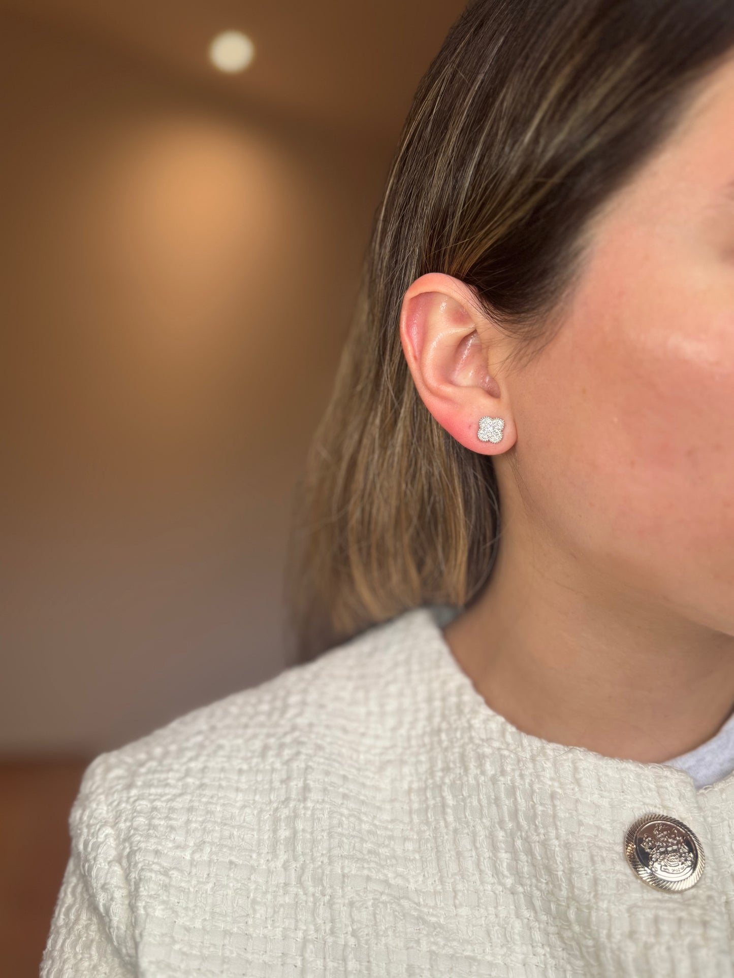 Aretes clover de diamantes 18k