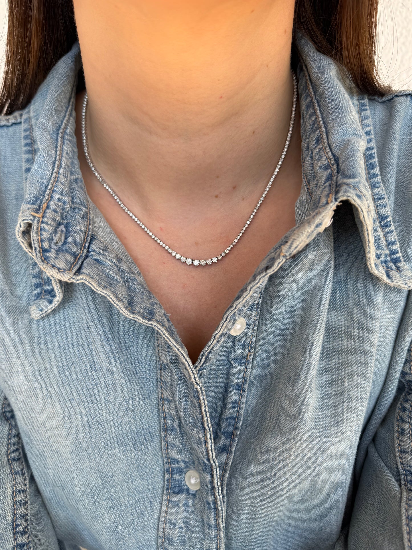 Collar Tennis Riviere 5.1 ct Oro 14k