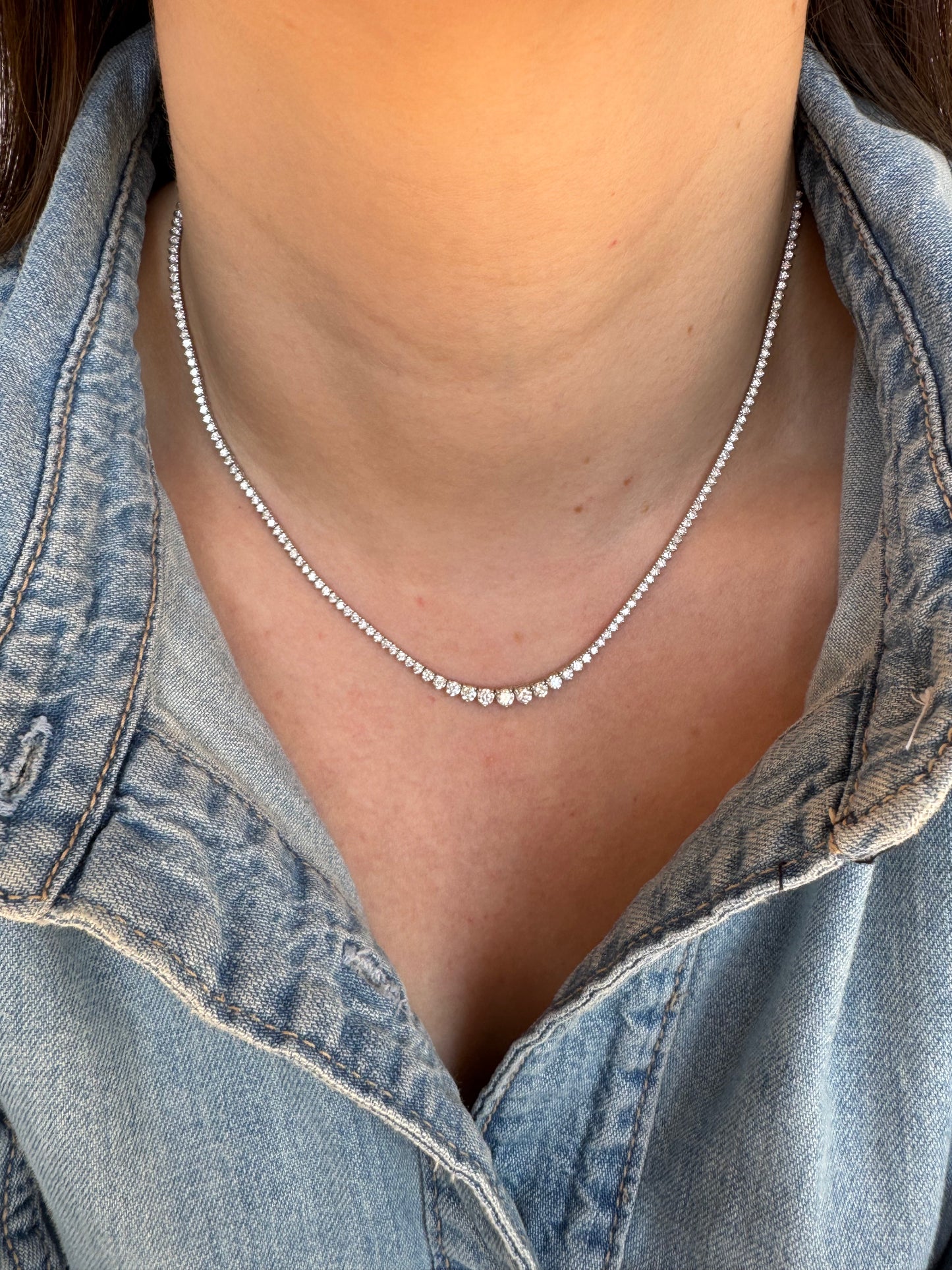 Collar Tennis Riviere 5.1 ct Oro 14k