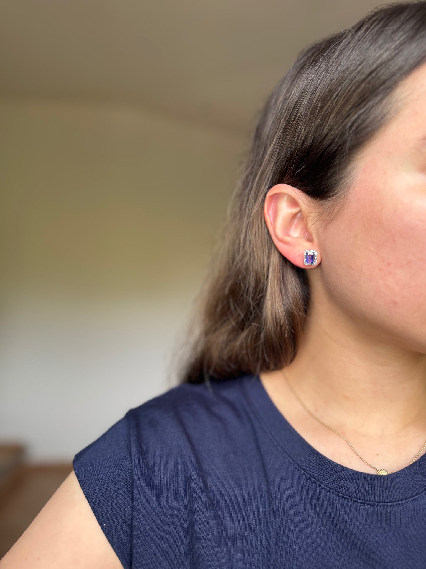 Aretes de tanzanita y diamantes 18k