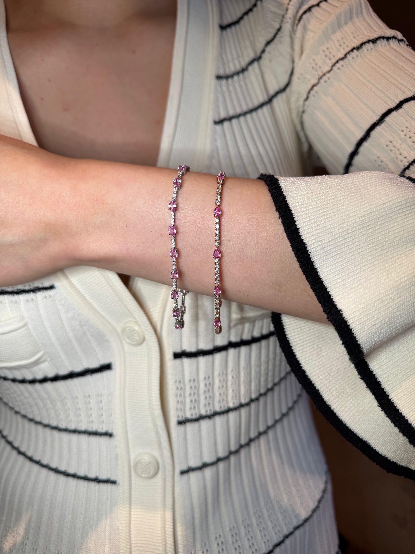 Pulsera Tennis con Zafiro Rosa