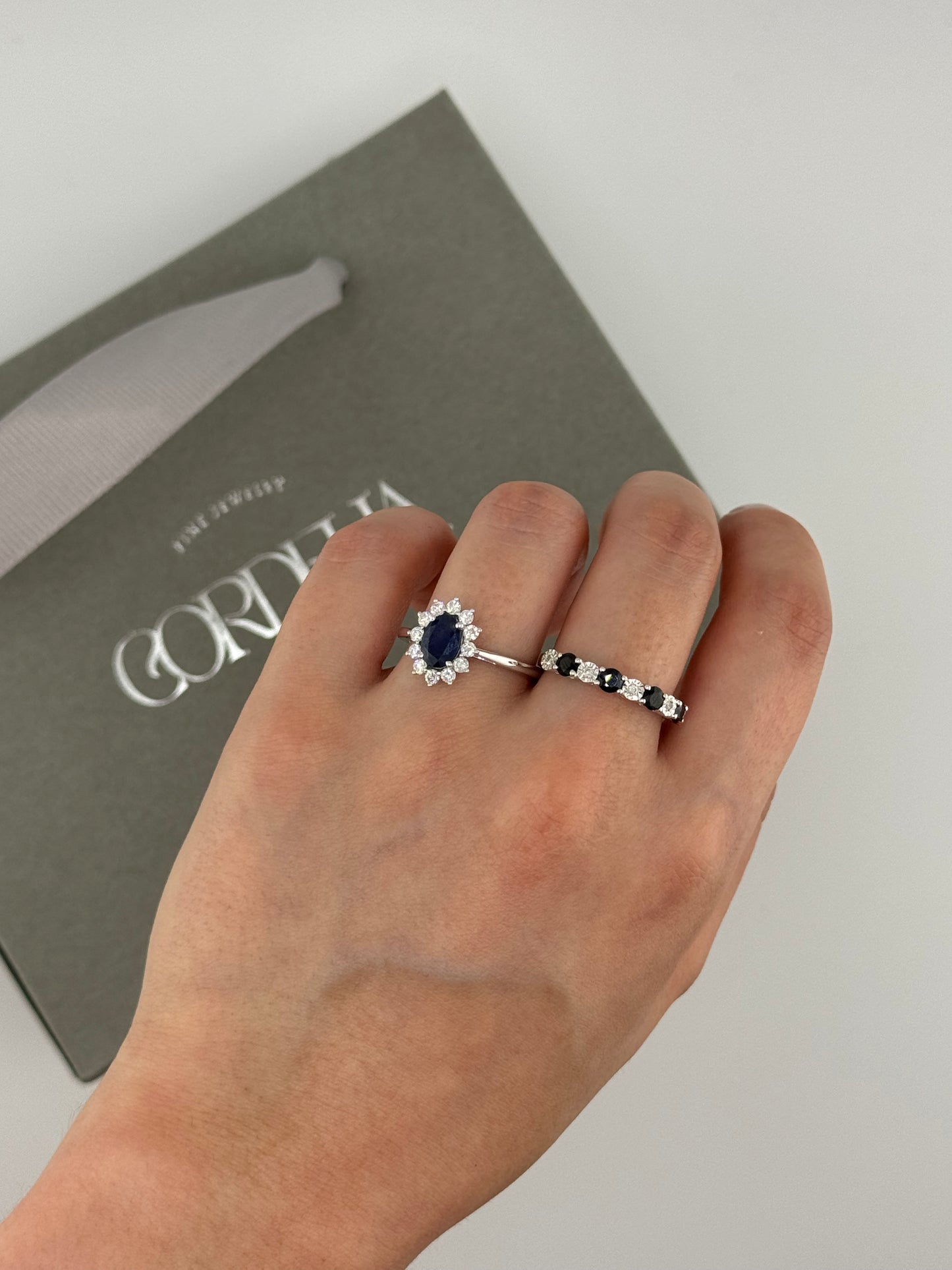 Anillo Lady Di Zafiro y Diamantes
