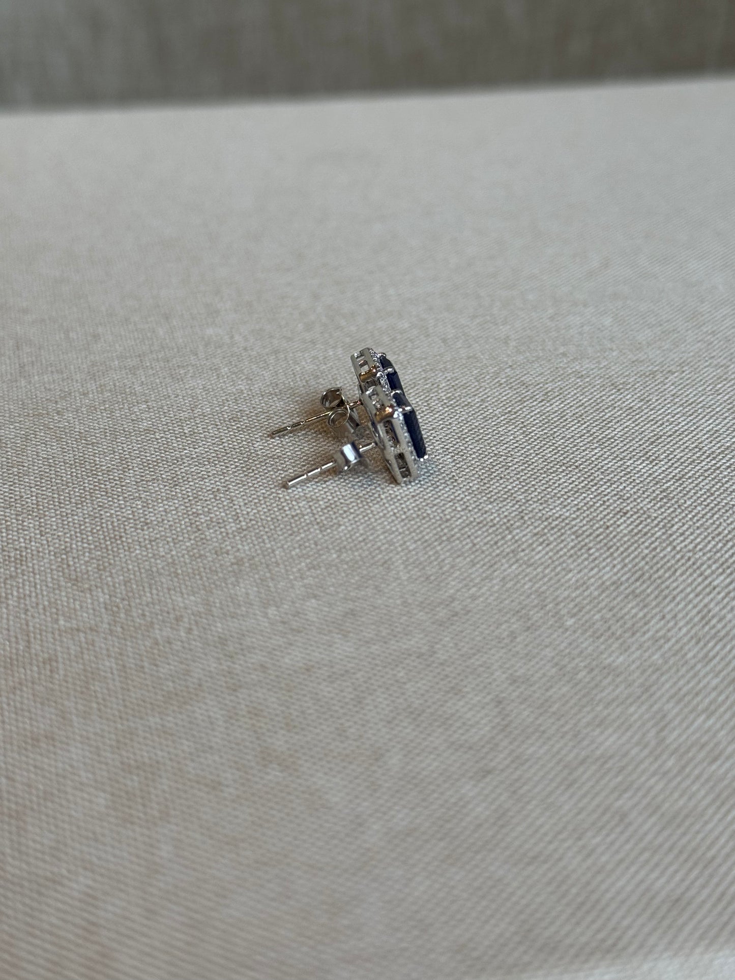 Aretes Zafiro y Diamantes en Oro 14k