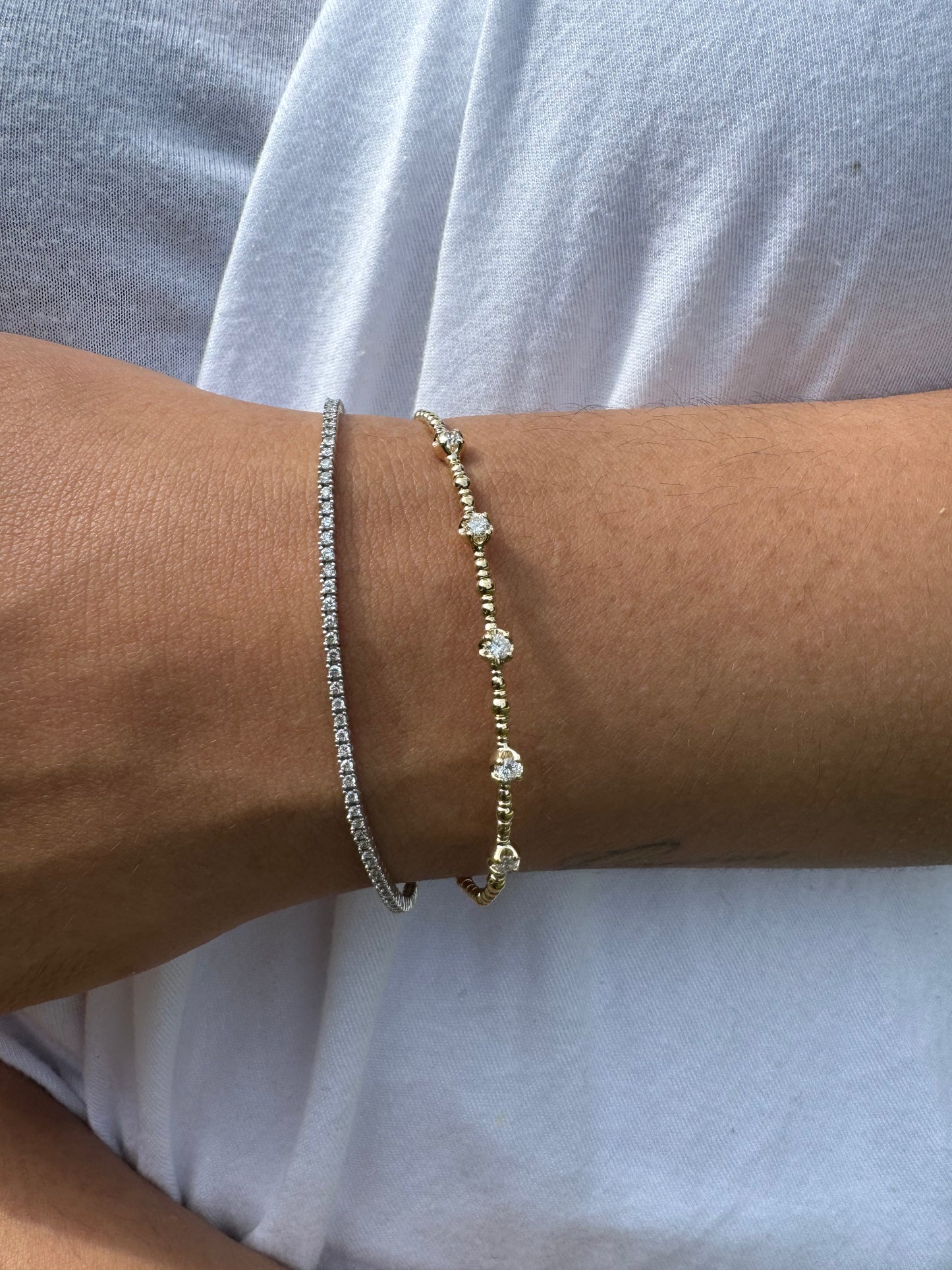 Pulsera Bangle Oro 14k y Diamantes