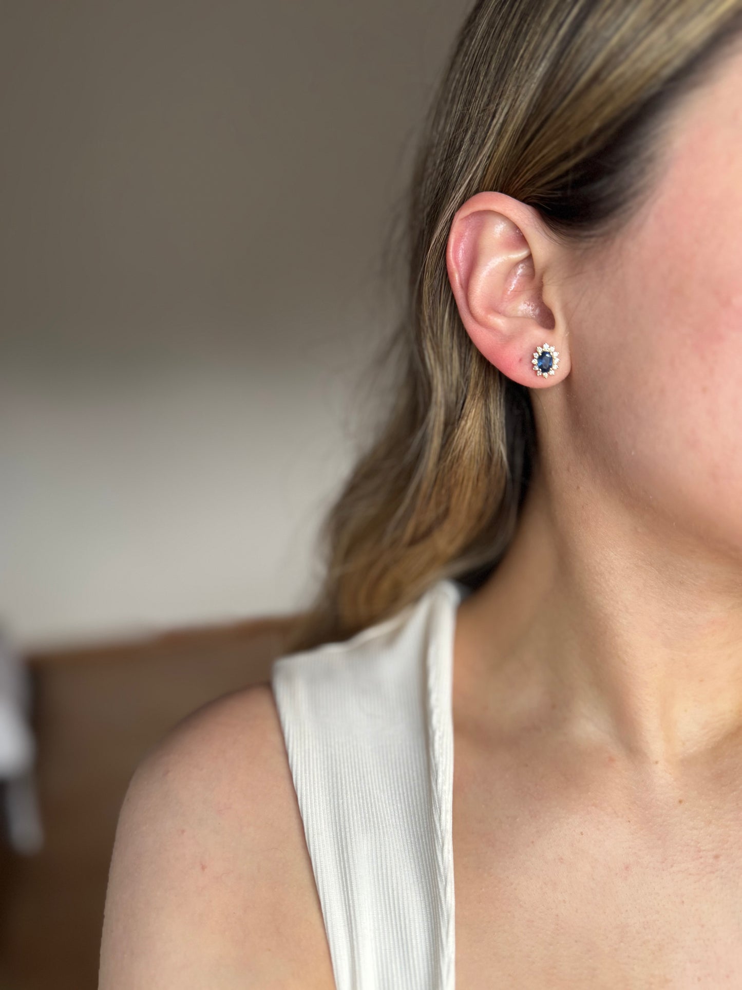 Aretes Lady Di Zafiro y Diamantes