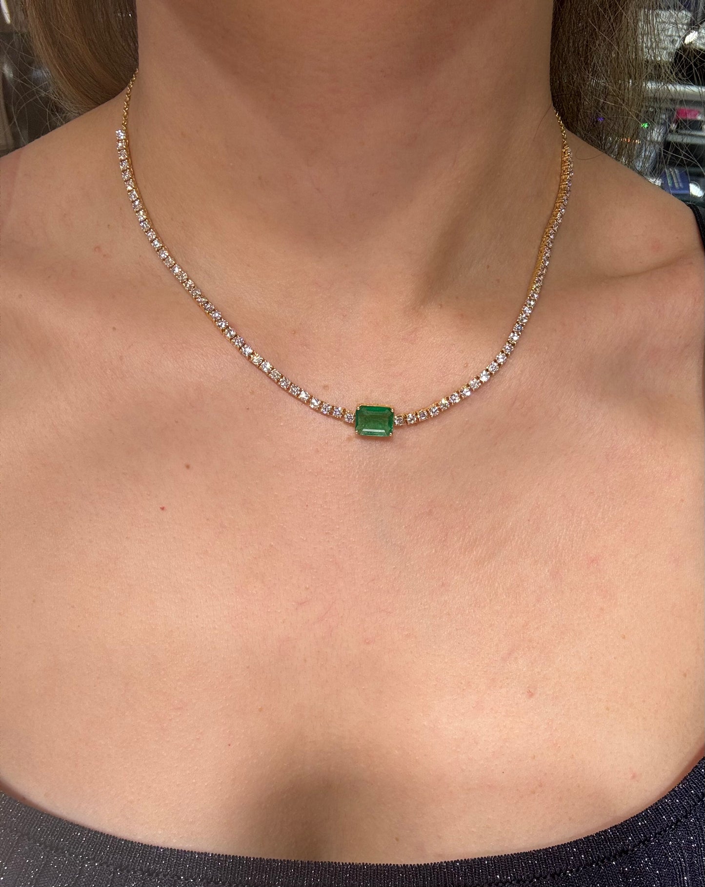 Collar Esmeralda con Diamantes Oro 14k
