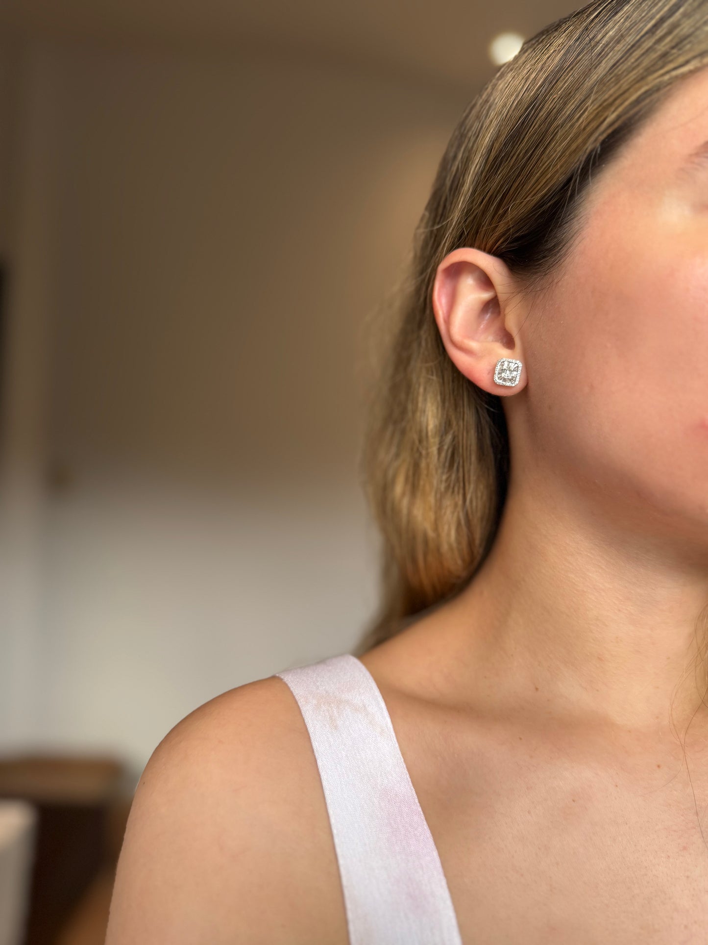 Aretes cluster de Diamantes 18k