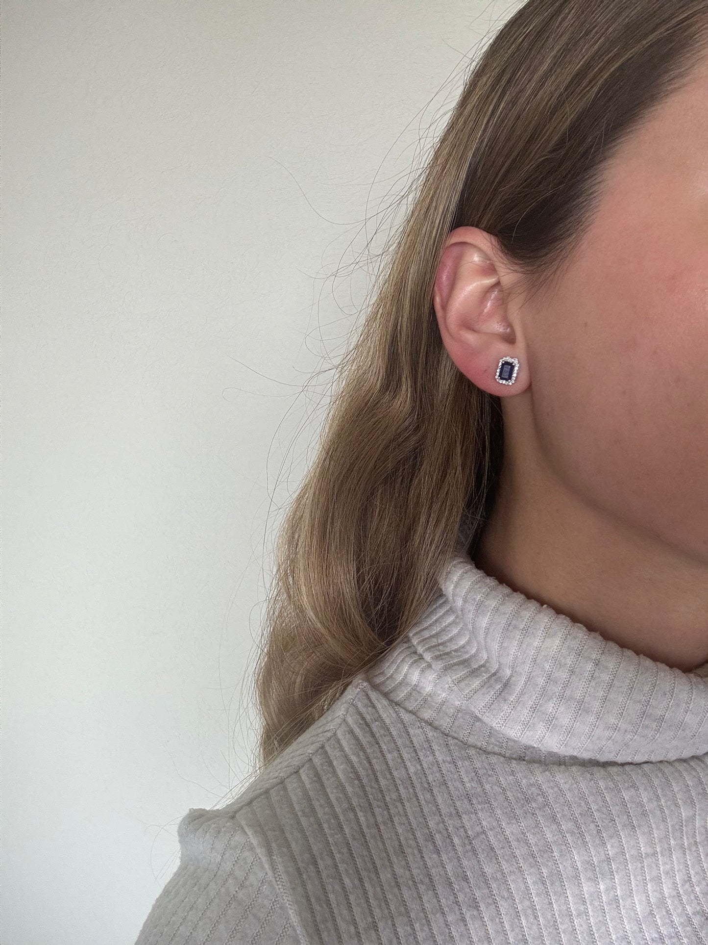 Aretes Zafiro y Diamantes en Oro 14k