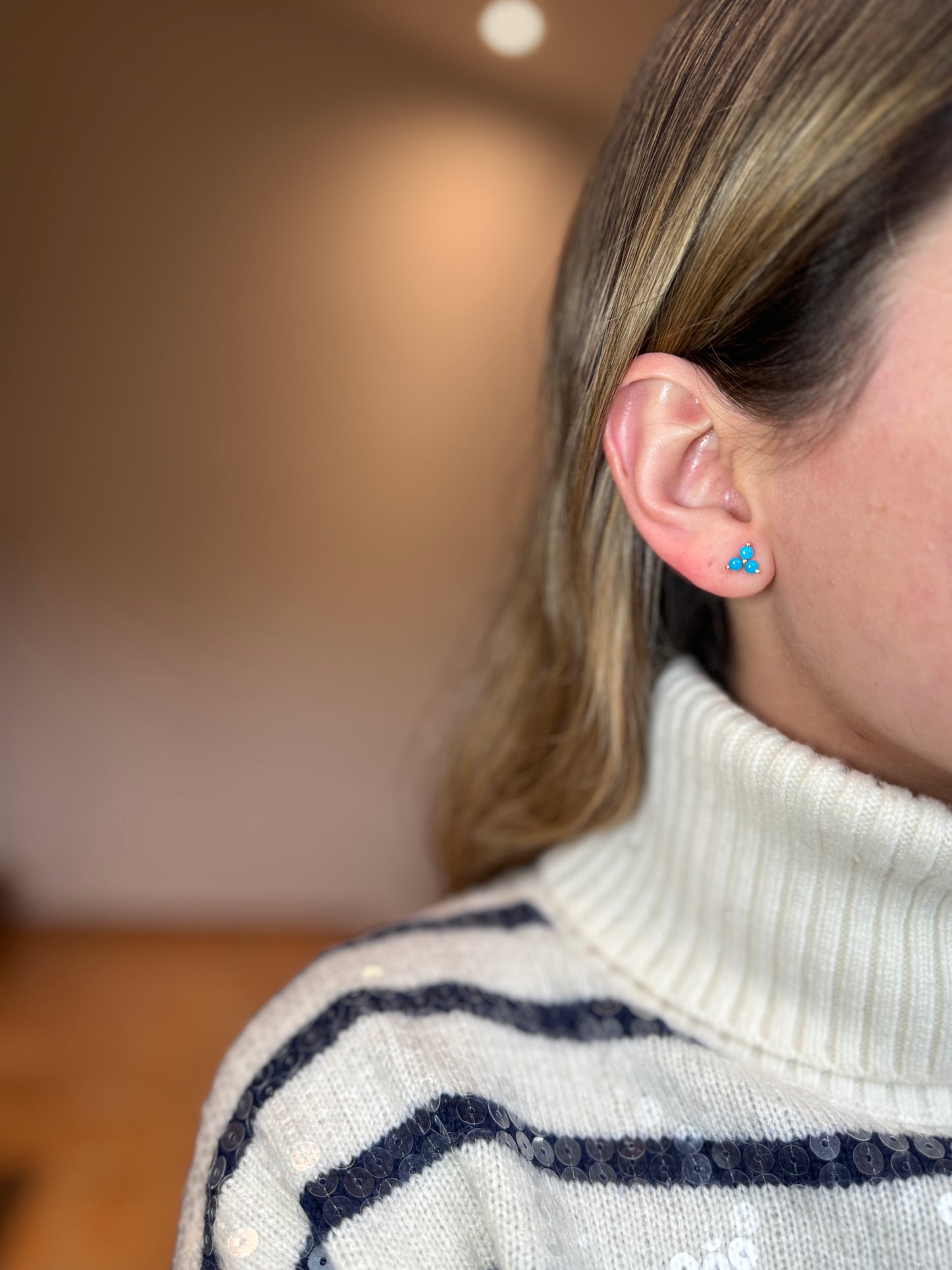 Aretes flor de turquesas