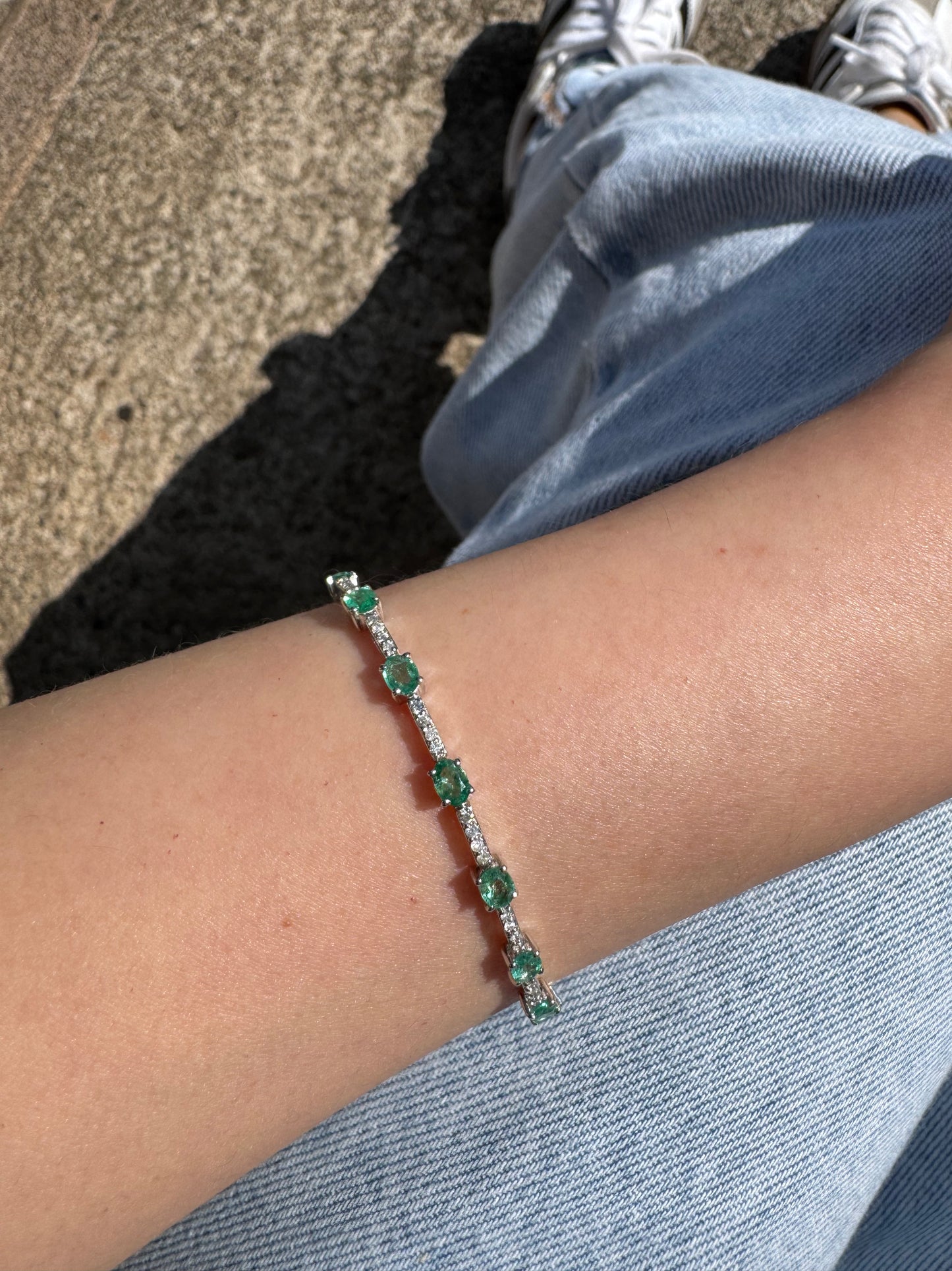 Pulsera Tennis con Esmeraldas