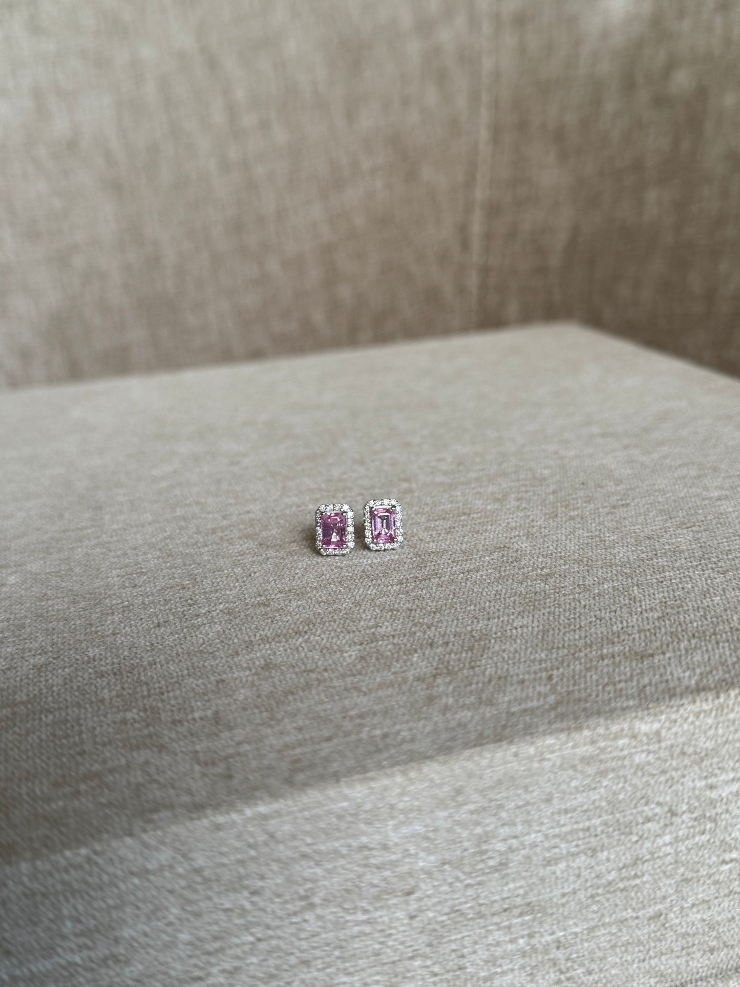 Aretes de Zafiro Rosa y Diamantes