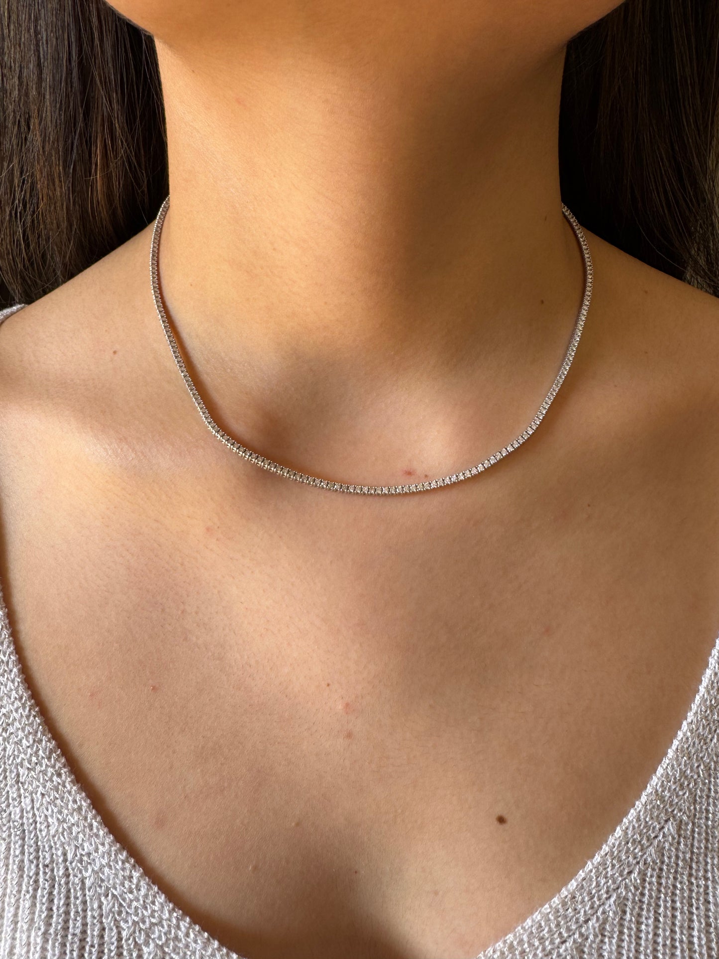 Collar Tennis 4 ct Diamante Oro 14k