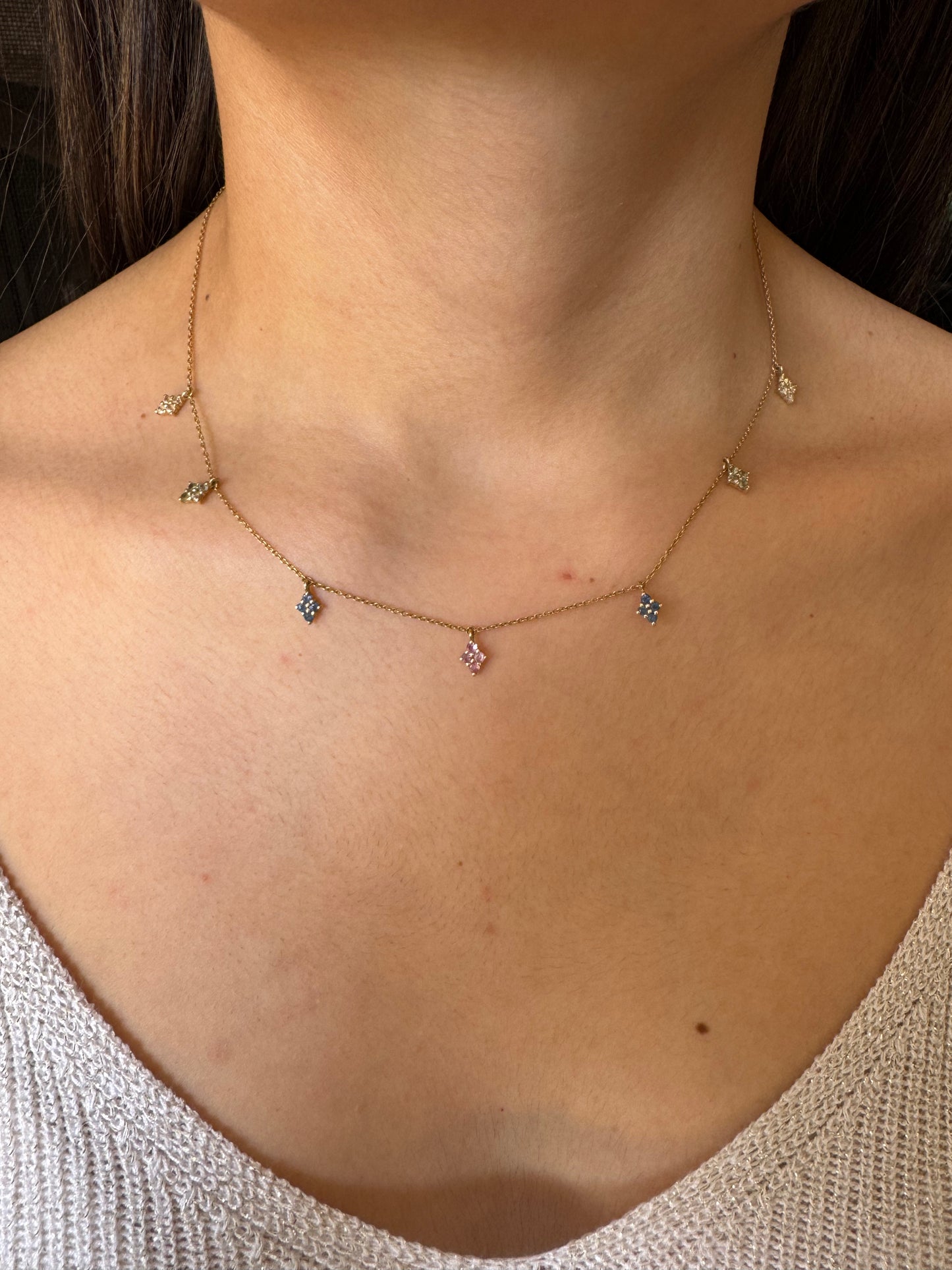 Collar Choker Zafiro Colores Oro 14k
