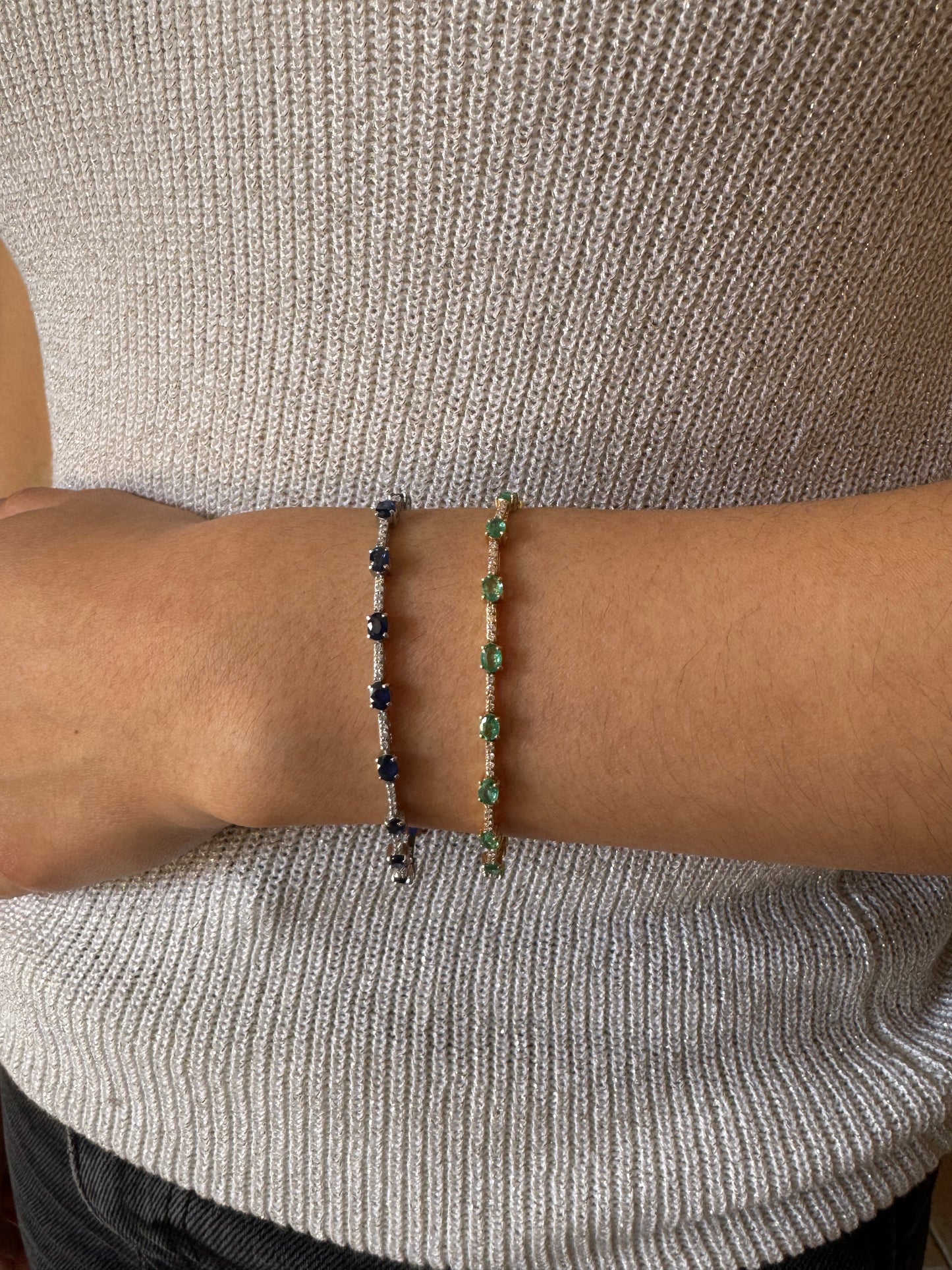 Pulsera Tennis con Esmeraldas