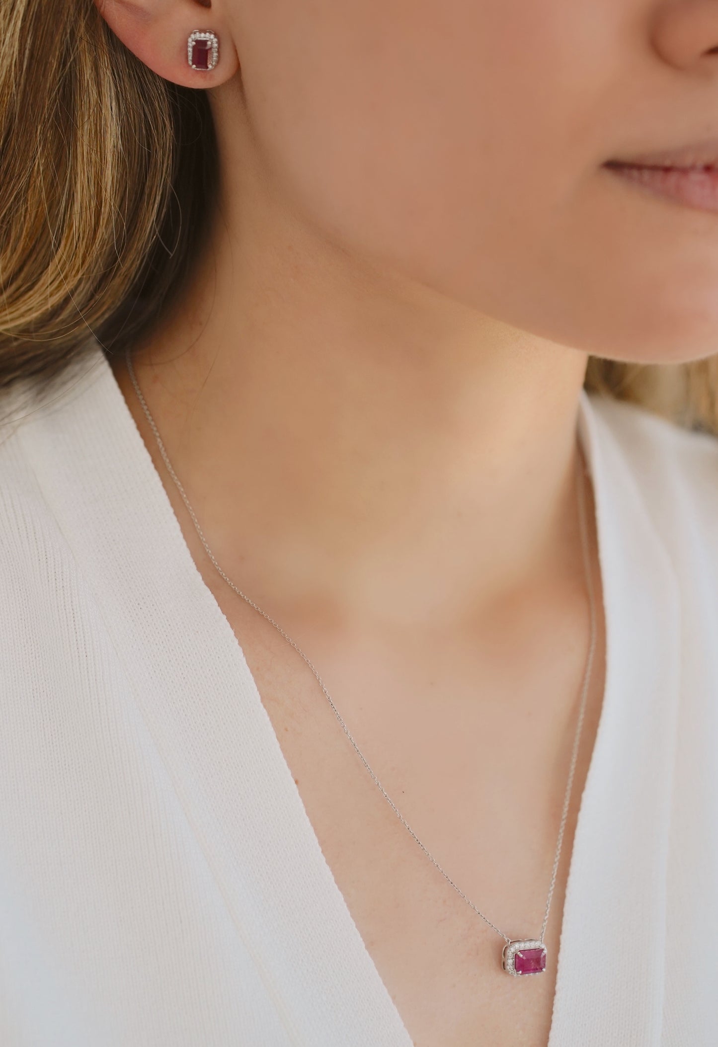 Collar Rubí Y Diamantes Oro 14k
