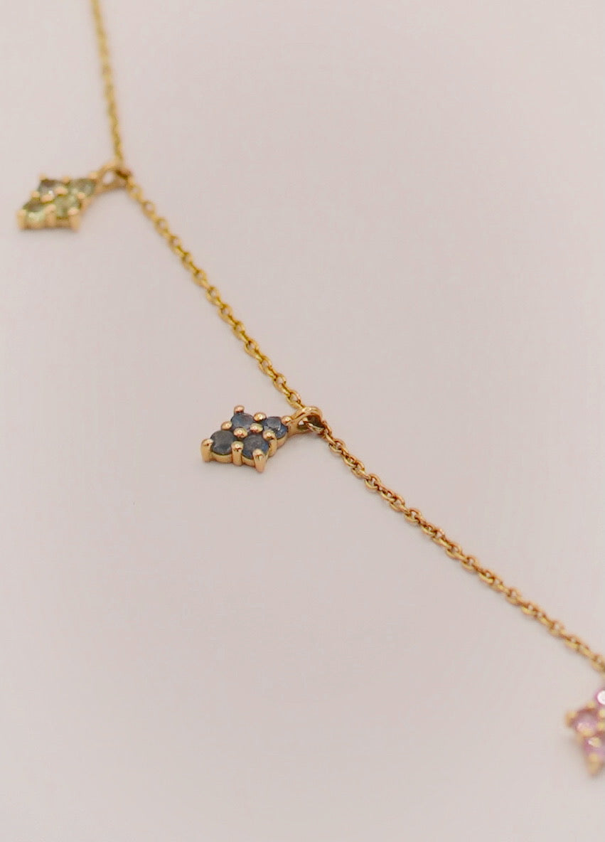 Collar Choker Zafiro Colores Oro 14k