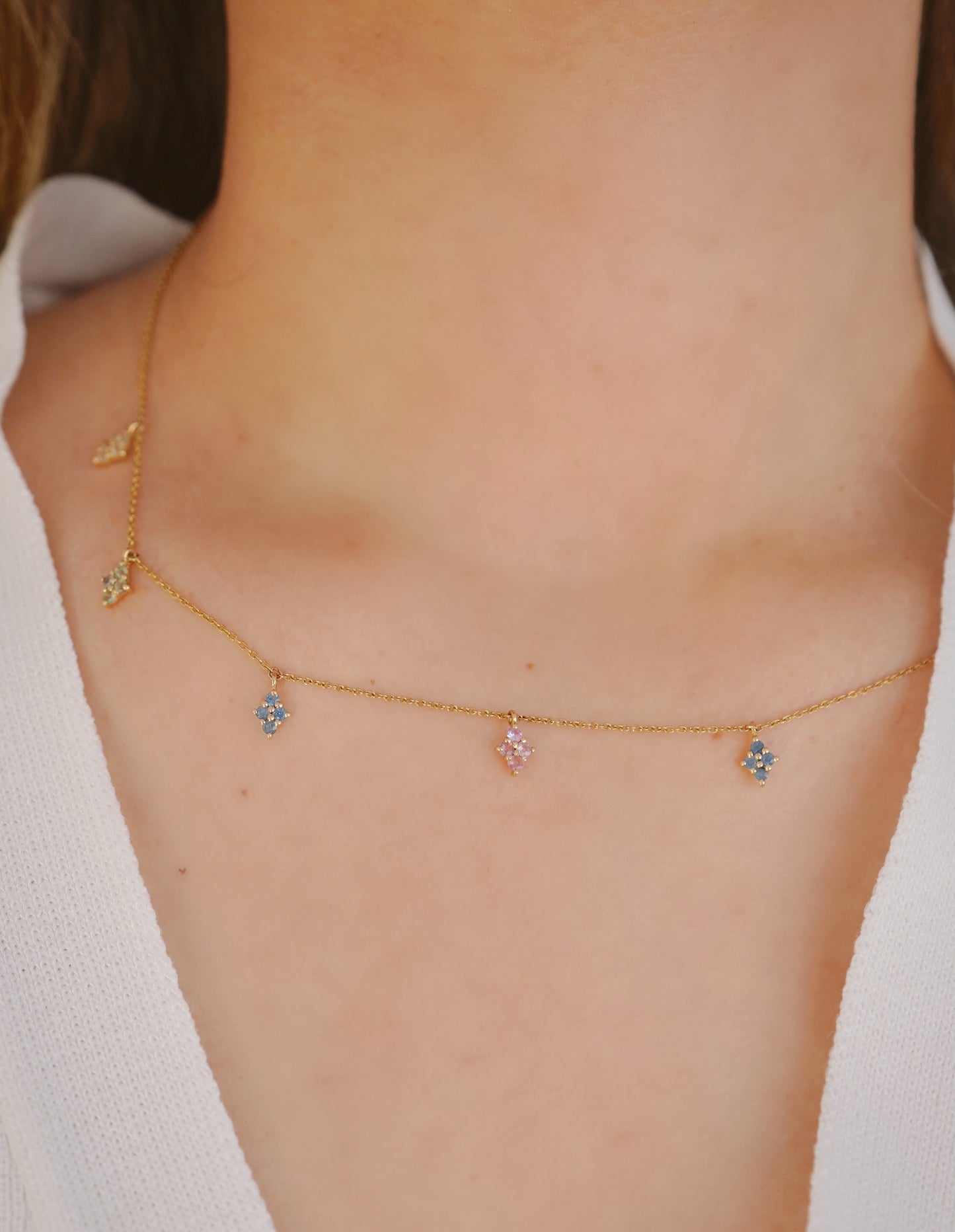 Collar Choker Zafiro Colores Oro 14k