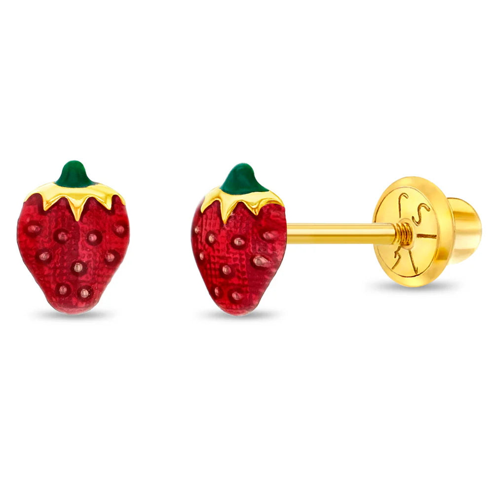 Broqueles fresa 14k