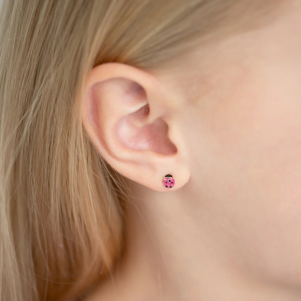 Broqueles catarina rosa 14k