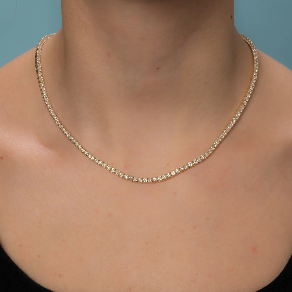 Collar Tennis 9 ct Diamante Oro 14k