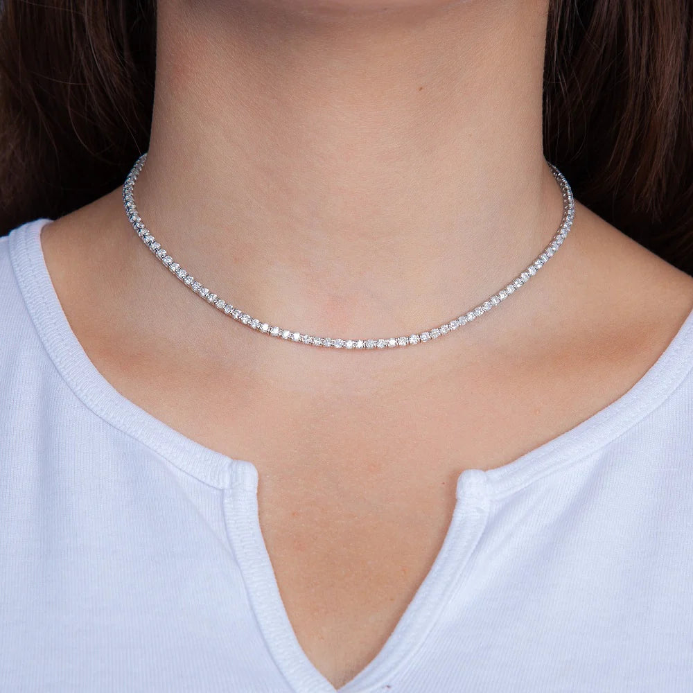 Collar Tennis 9 ct Diamante Oro 14k