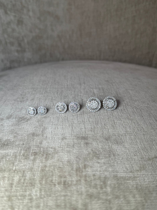 Aretes medianos circulares cluster de Diamantes 18k