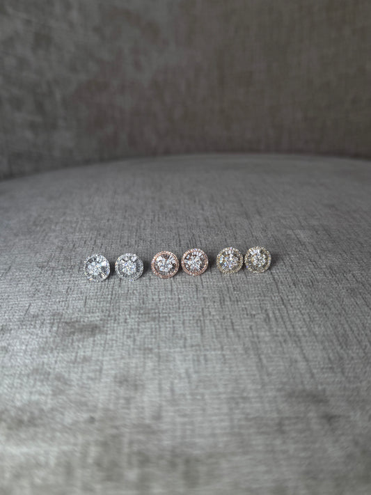 Aretes circulares cluster de Diamantes 18k