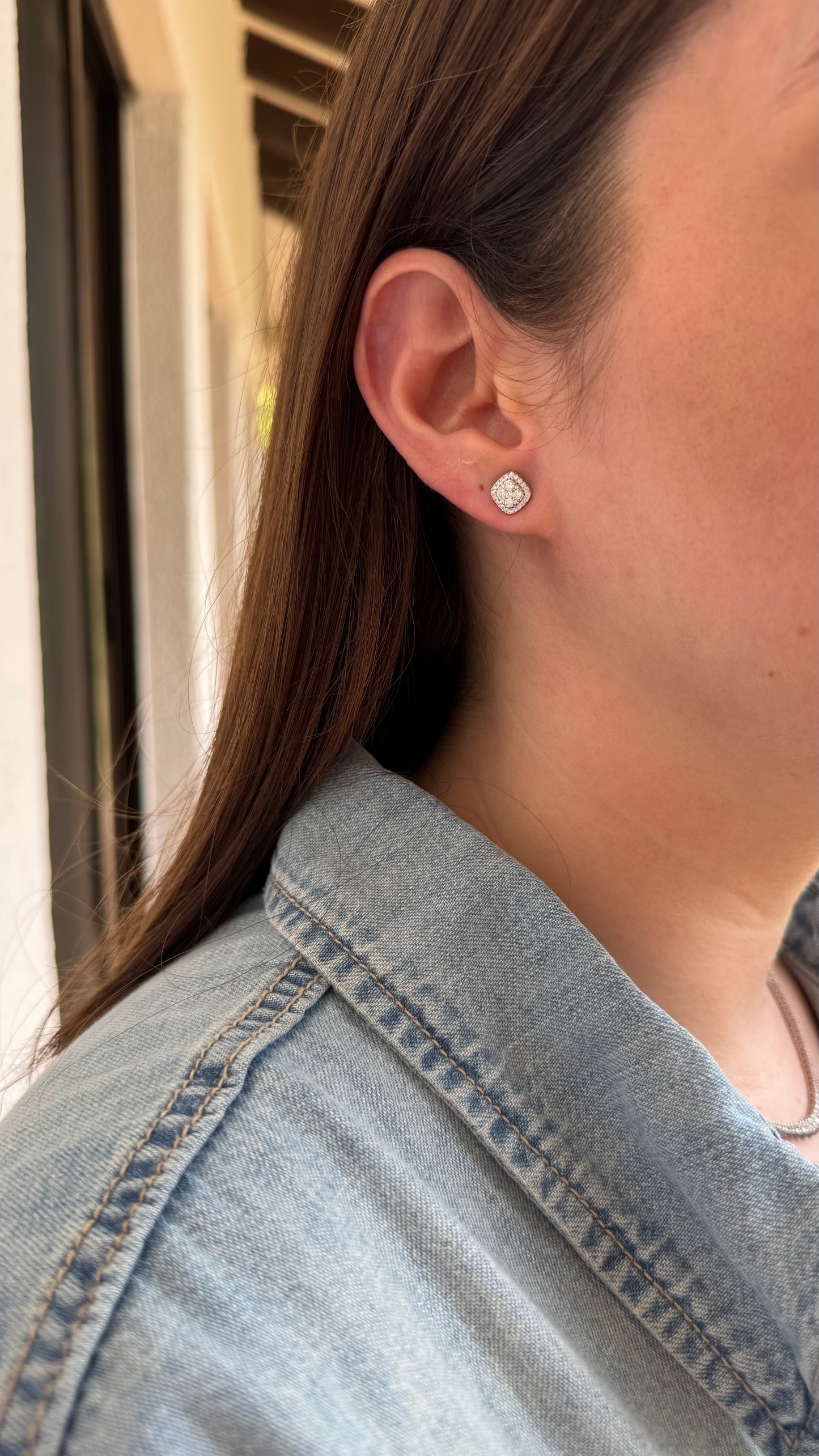 Aretes Cluster de Diamantes en Oro 14k