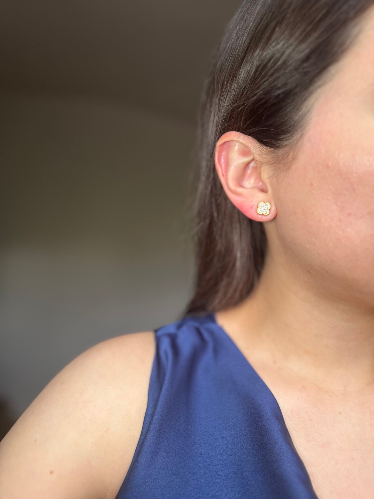 Aretes clover de diamantes 18k