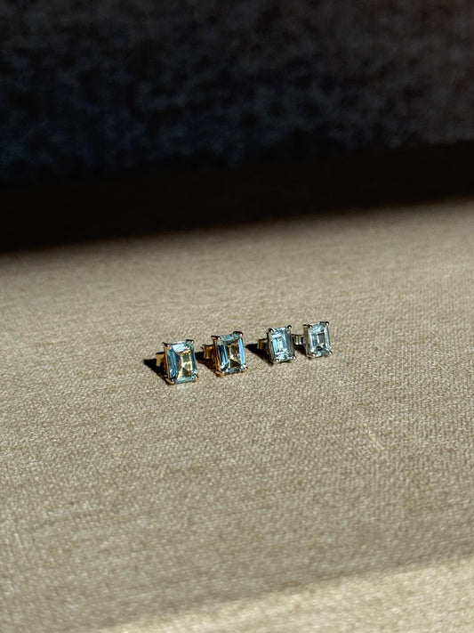 Studs Aguamarina en Oro 14k
