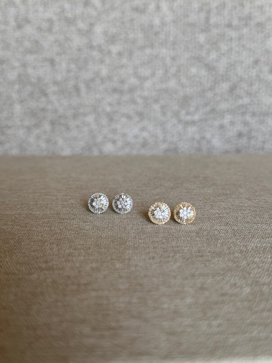 Aretes circulares cluster de Diamantes 18k