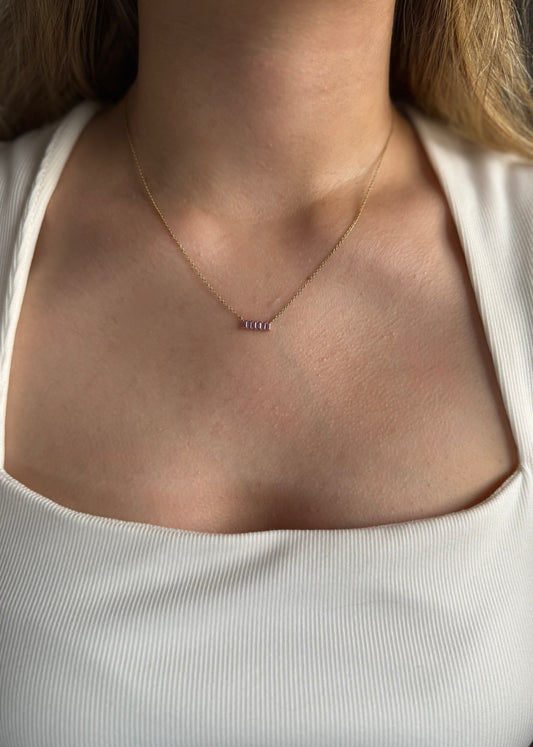 Collar de zafiro rosa oro 14k