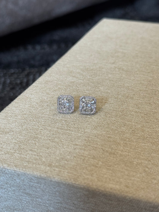 Aretes cluster de Diamantes 18k