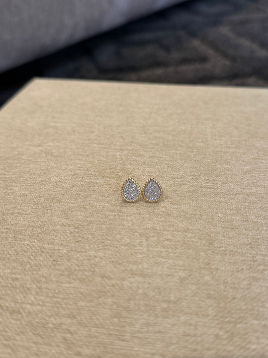 Aretes cluster pera de Diamantes 14k