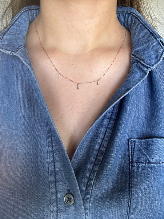 Collar gotas de diamantes 14k