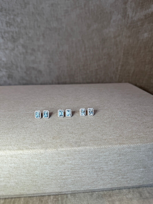 Aretes Aguamarina y Diamantes en Oro 14k