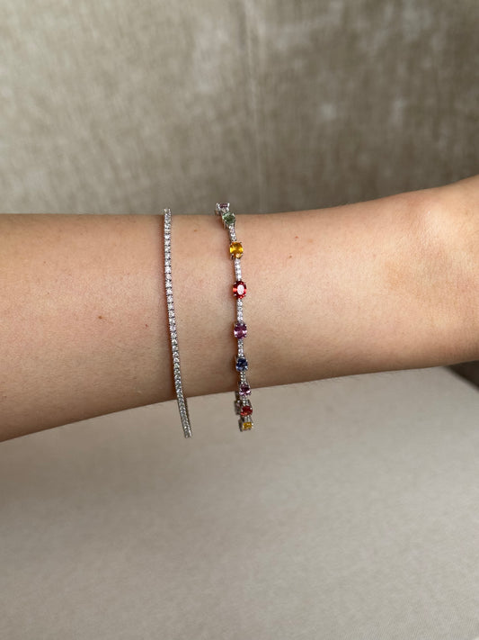 Pulsera Tennis con Zafiro de Colores (Rainbow)