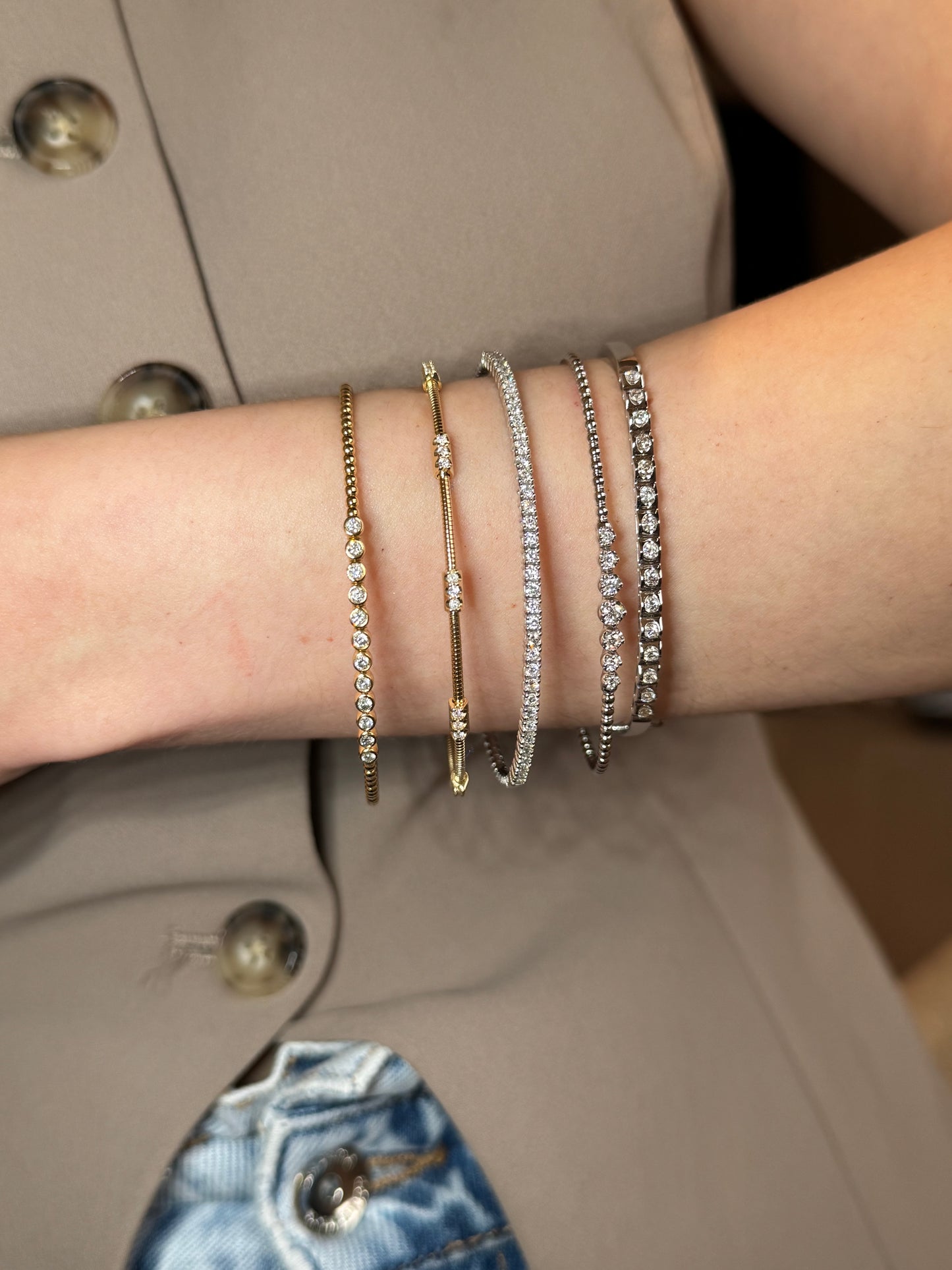 Bangle Oro 14k y Diamantes Biselados