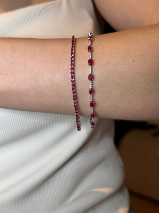 Pulsera Tennis con Rubíes