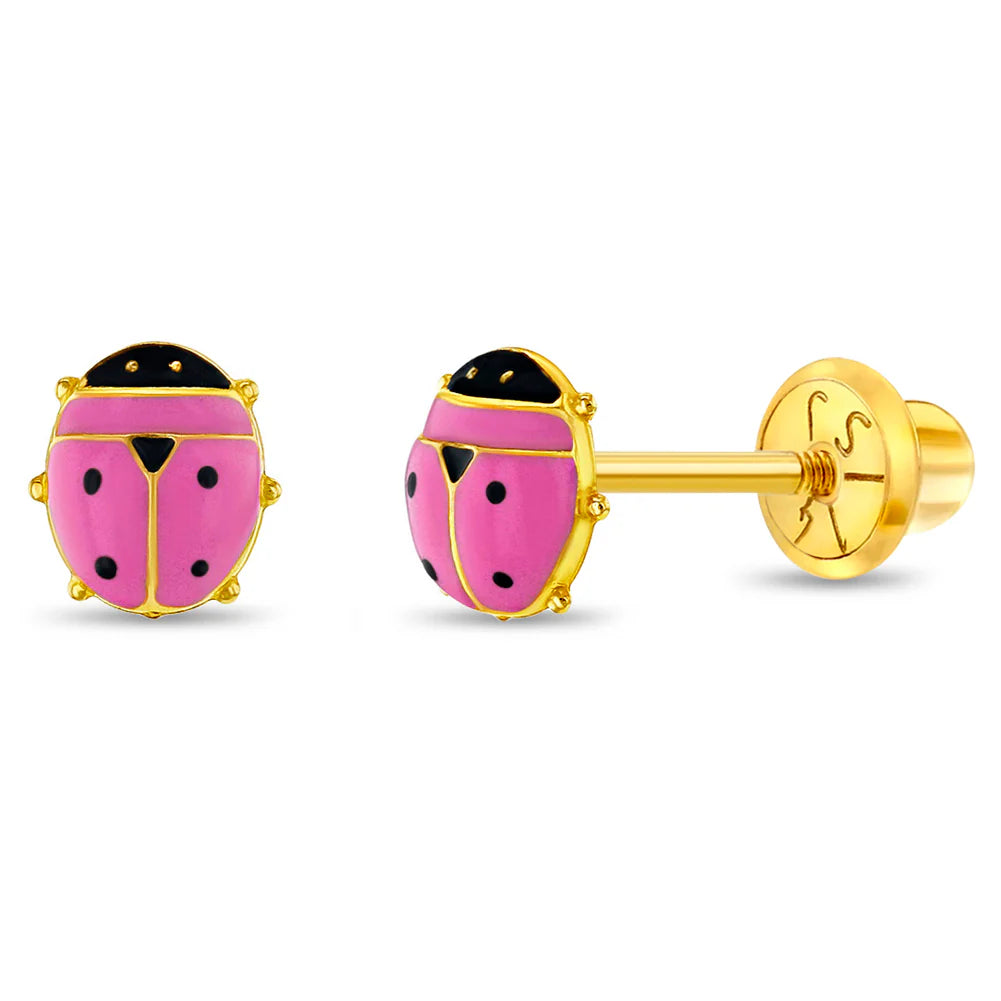 Broqueles catarina rosa 14k